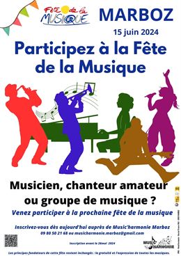 Inscription fête de la musique 2024 - Music'harmonie Marboz