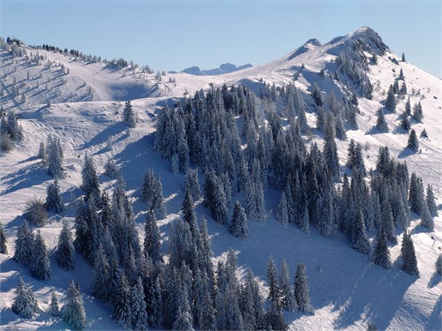 Vue aérienne hiver des Crêtes d'Habère-Poche - Office de Tourisme des Alpes du Léman