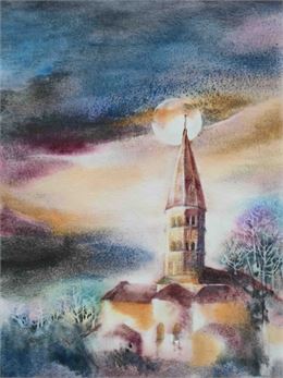 Aquarelle de l'Eglise de Saint-André-de-Bâgé - Lessia Scafi