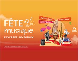 affiche fête de la musique rouge et orange - M. Cuillerat Mairie Faverges