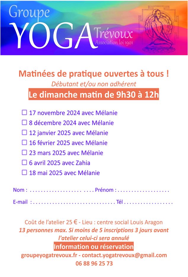 Ateliers saison 2024 2025 - groupe Yoga Tévoux