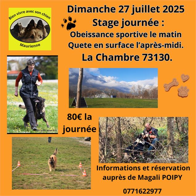 Stage éducation canine 27 juillet 2025 - Bien vivre avec son Chien en Maurienne