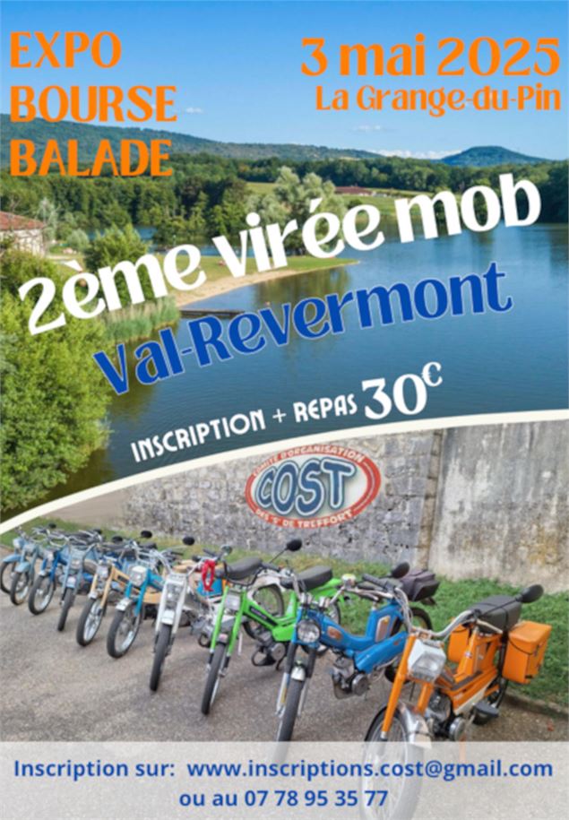 Affiche avec des mobylettes et plan d'eau Grange du Pin au-dessus - COST