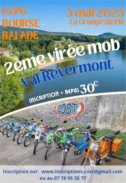 Affiche avec des mobylettes et plan d'eau Grange du Pin au-dessus - COST