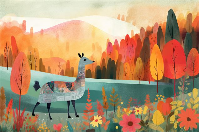 Illustration couleur d'un lama dans une forêt - © Pixabay