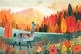 Illustration couleur d'un lama dans une forêt - © Pixabay