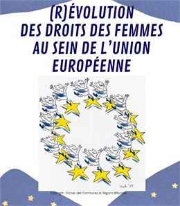 Affiche avec en son centre des femmes courant vers les étoiles européennes. - © opyright : Conseil d
