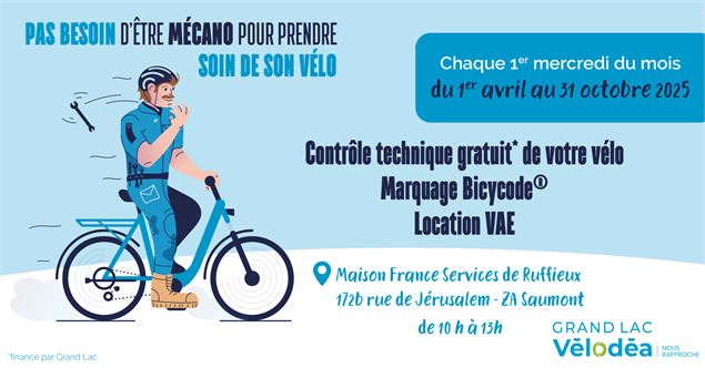 Contrôle technique vélo gratuit par Vélodéa - Ruffieux_Ruffieux