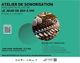 affiche turquoise bulle avec photo console et micros - EAVFS