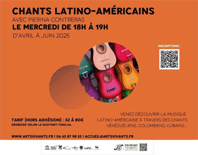 affiche orange avec guitares colorées dans une bulle - EAVFS