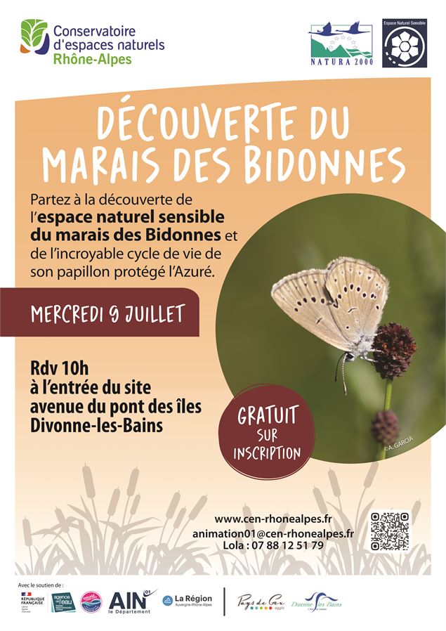 Affiche de la balade découverte du marais & du papillon azuré - © CEN Rhône-Alpes