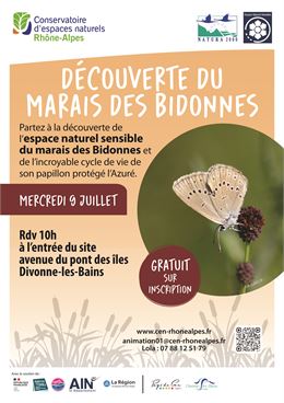Affiche de la balade découverte du marais & du papillon azuré - © CEN Rhône-Alpes