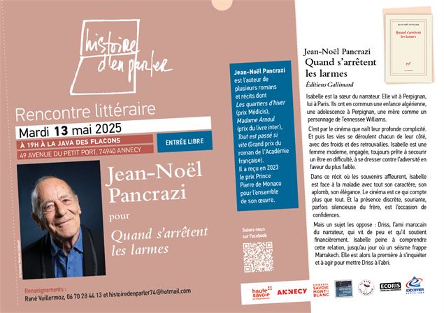 Rencontre littéraire avec Jean-Noël Pancrazi_Annecy