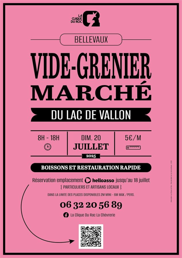 Vide Grenier et Marché des Artisans locaux_Bellevaux - Affiche 2025 - La Clique du Roc