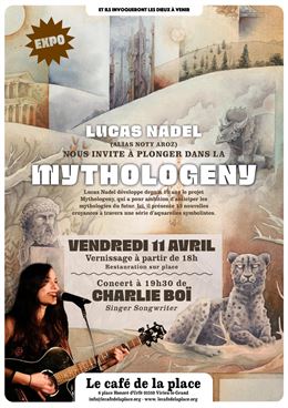 Exposition d'aquarelles symbolistes de Lucas Nadel "Mythologeny"_Virieu-le-Grand - Café de la Place