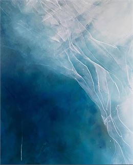 Exposition de Nathalie Moizard, peinture à l'huile abstraite / entre océan et Glacier_Samoëns - Nath