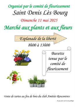 Affiche avec texte pour annoncer le Marché aux Fleurs - ©Le comité de fleurissement de St Denis les 
