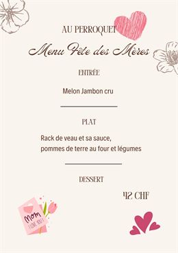 Menu Fête des mères Perroquet_Torgon