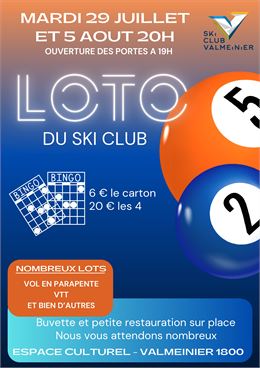 affiche déscriptive du loto du ski club - Ski de Club de Valmeinier - tdr