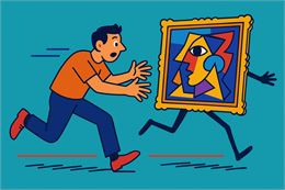 Un personnage court après un tableau