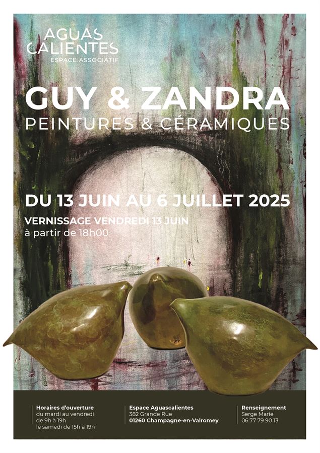 Exposition de peintures  et céramiques de Guy et Zandra à l'Espace Aguascalientes_Champagne-en-Valro