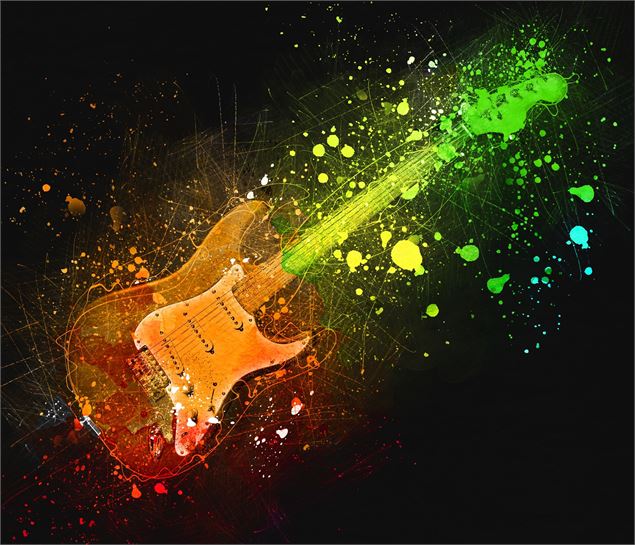Guitare électrique et lumières fluo - Pixabay