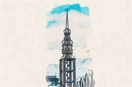 visite guidée des Menuires : clocher inauguré en 2000 - OT Les Menuires-illustration Véronique Olivi