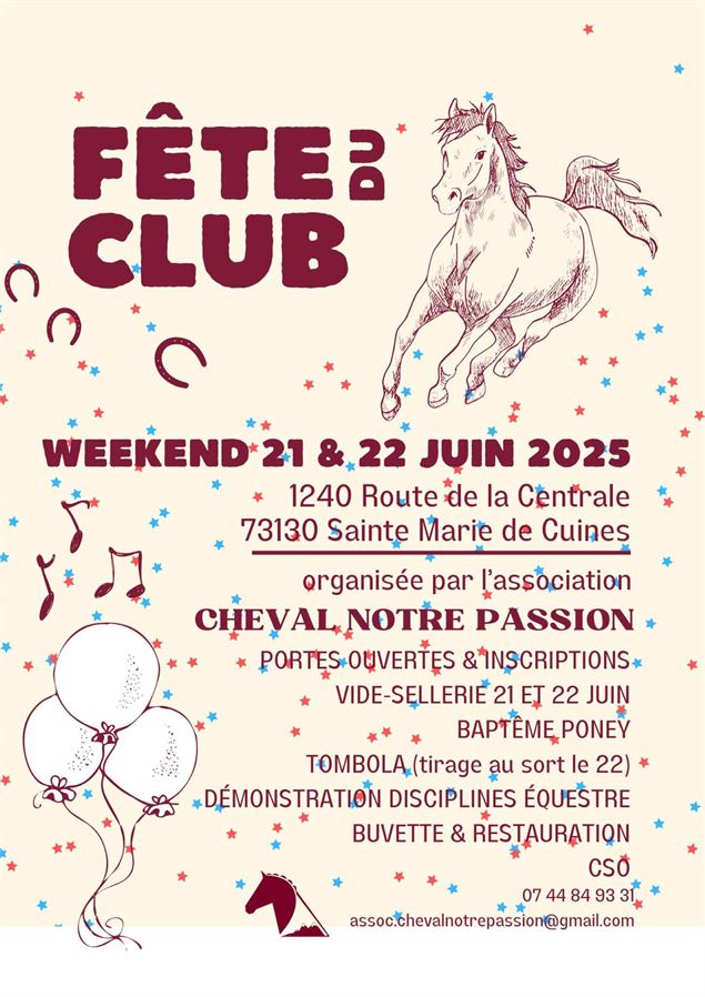 Fête du Club_Sainte-Marie-de-Cuines21 et 22 juin 2025 - Assoc Cheval Notre Passion