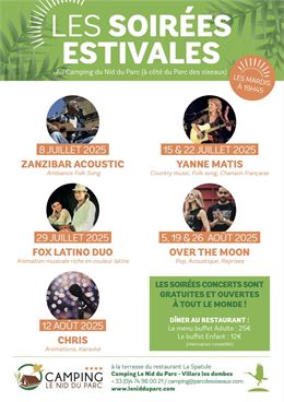 Soirées concert au camping le Nid du Parc - Parc des oiseaux