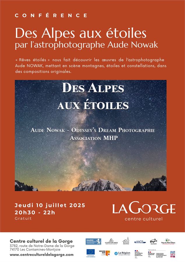 Conférence “Rêves étoilés“ par l'astrophotographe Aude Nowak au Centre Culturel de la Gorge_Les Cont