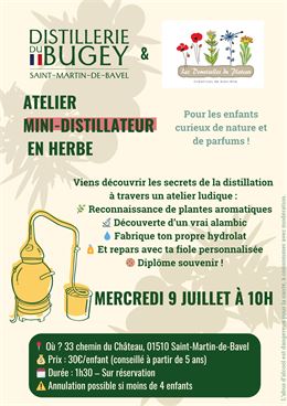 Atelier mini distillateur en herbe à Saint Martin de Bavel - Distillerie du Bugey