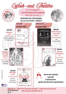 Week-end Événement Théâtre : Célébrons les 10 ans de la compagnie "Les Femmes s'inventent" !_Annecy 