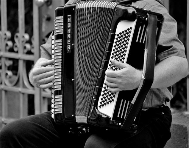 homme qui joue de l'accordéon en noir et blanc - Pixabay