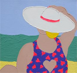 tableau d'une femme sur la plage - M. Brison