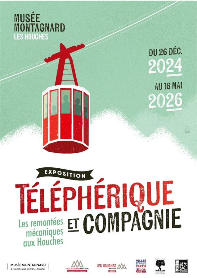 Affiche exposition Téléphérique et compagnie - Musée Montagnard,  graphisme Eric Avrillier Grange