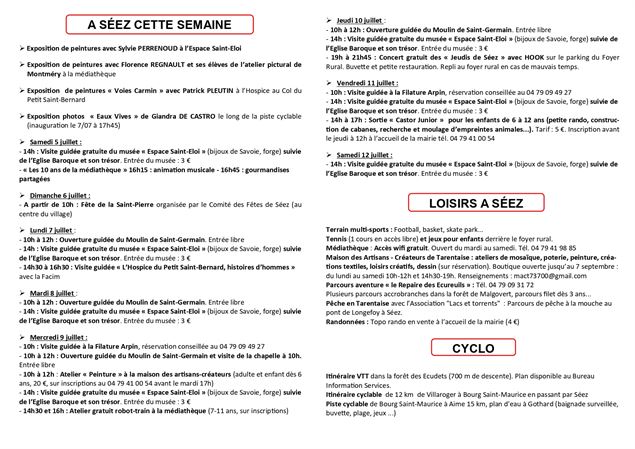 Programme semaine - Mairie de Séez