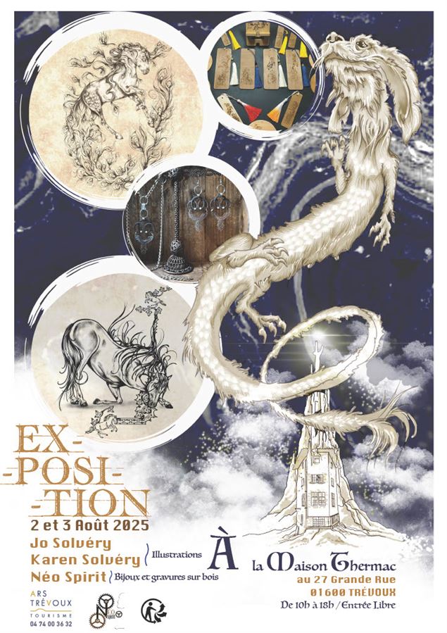 Exposition Illustrations, Bijoux et gravures sur bois - Jo et Karen Solvéry et Néo Spirit