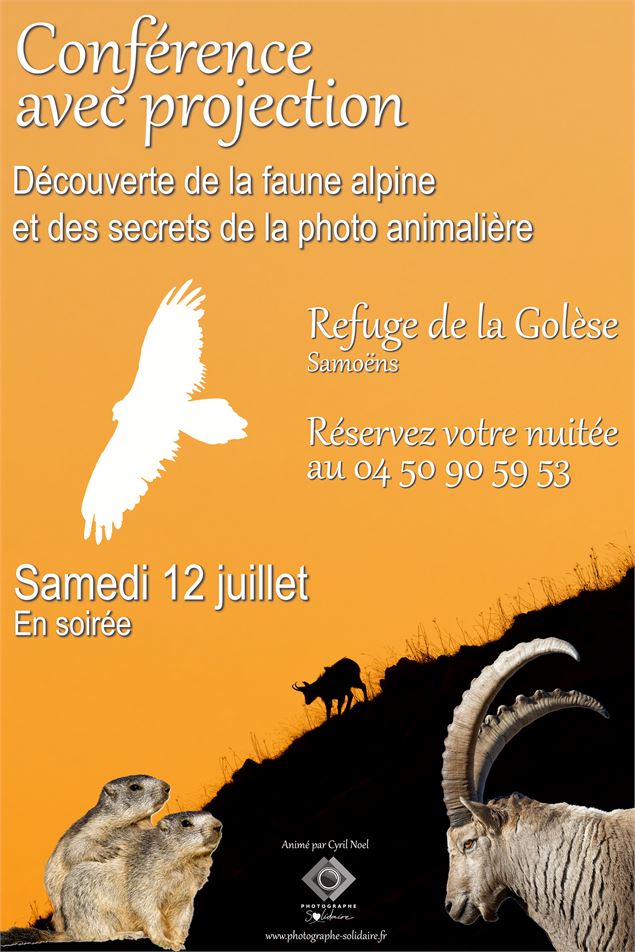 affiche de l'xposition pour le 12 juillet au refuge de la golèse à samoens, en 2025 - Cyril Noel - P