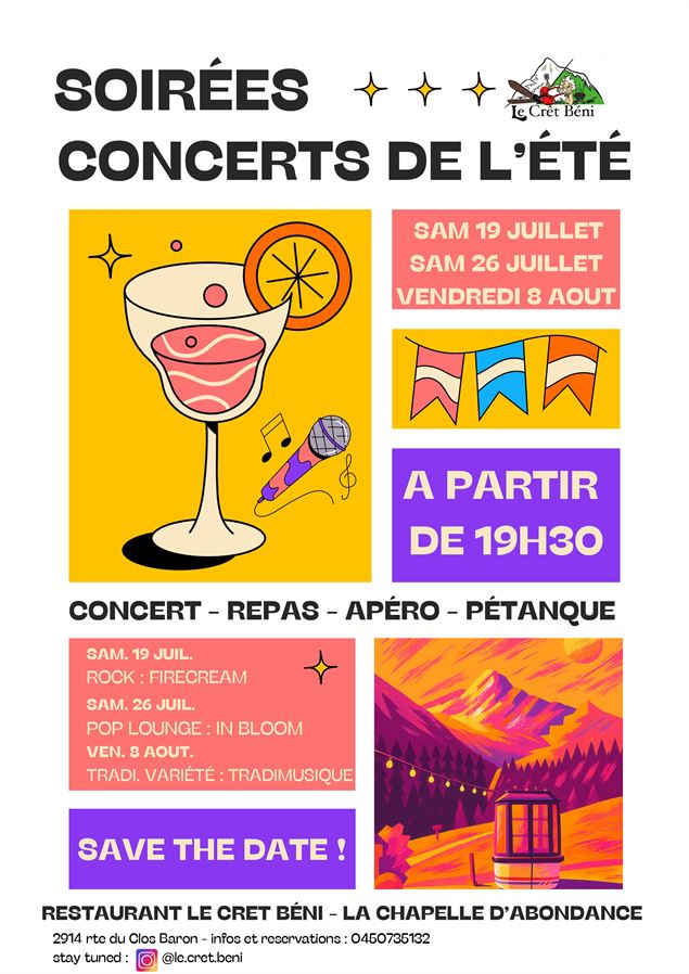 Les soirées concerts de l'été au restaurant Le Crêt-Béni - Restaurant Le Crêt-Béni