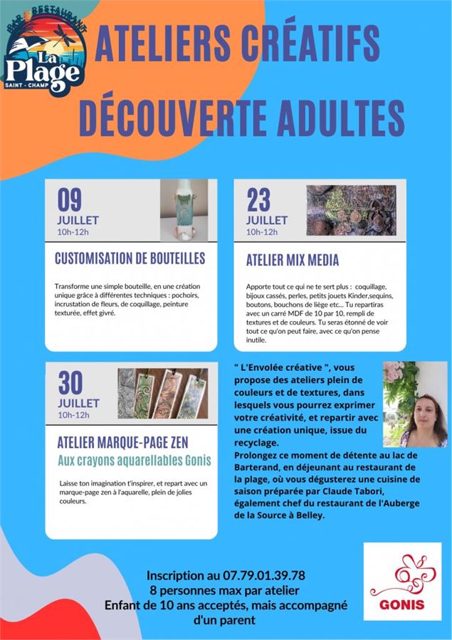 Atelier créatifs adultes au Lac de Barterand_Pollieu - Restaurant La Plage