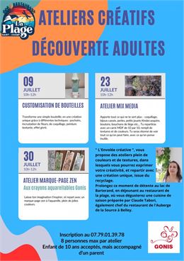 Atelier créatifs adultes au Lac de Barterand_Pollieu - Restaurant La Plage