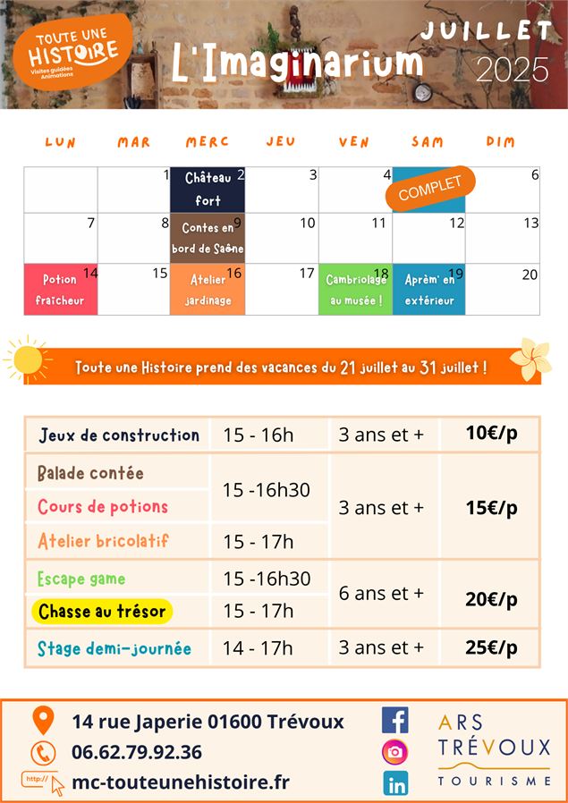 Animations à l'Imaginarium en juillet !