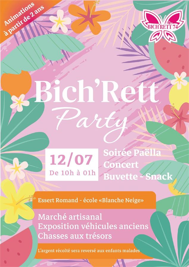 Affiche bich'rett party essert romand 12 juillet 2025 - bich rett 74