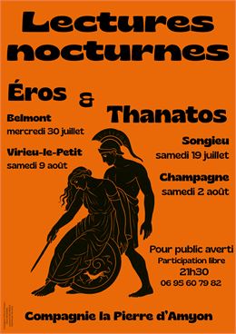 Lectures nocturnes "Eros et Thanatos" par la Cie La Pierre d'Amyon à Virieu le Petit - Arvière en Va