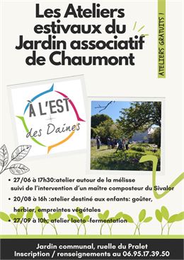 Les Ateliers estivaux du Jardin associatif de Chaumont - A l'Est des Daines