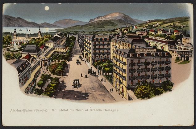 Gd. Hôtel du Nord et Grande Bretagne, carte postale publicitaire, fin XIXe siècle. - Coll. AC Aix-le
