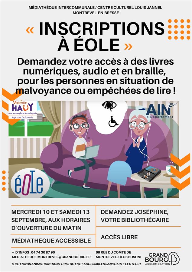 Affiche Inscription à Eole - Médiathèque Valentin Haüy