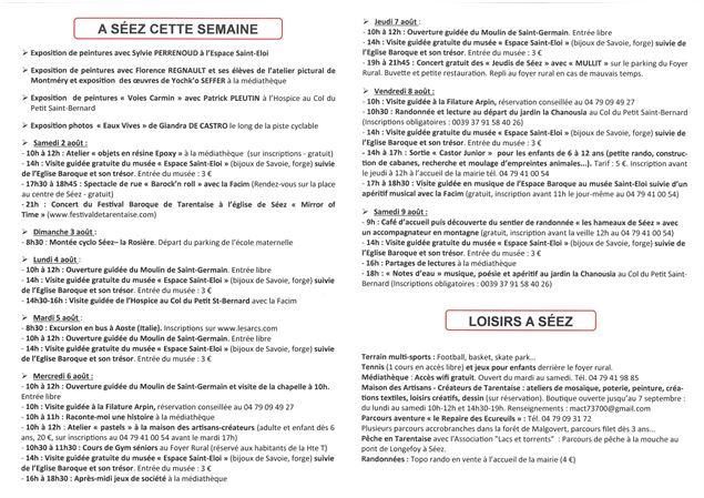 Programme semaine - Mairie de Séez