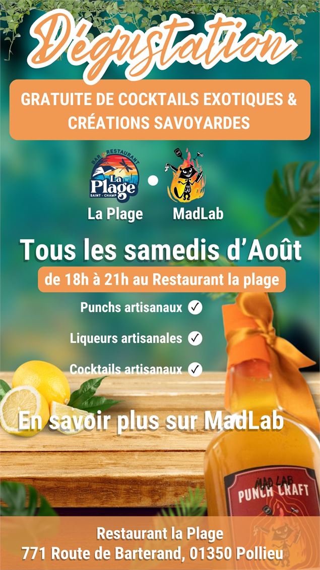 Dégustation de cocktails éxotiques et créations savoyardes_Pollieu - Restaurant La Plage