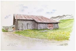 Chalet de montagne en aquarelle - François Gourier
